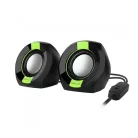 Astrum SU105 fekete-zöld 2.0 csatornás 3,5MM multimédia hangszóró USB-s áramellátással, hangerőszabályozóval, prémium hangzással 2 X 3W
