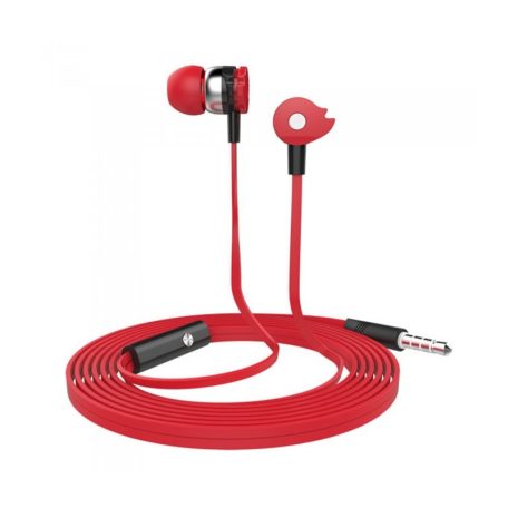 Astrum EB280 universal 3,5mm jack red stereo headset with microphone, extra deep bass, premium sound quality