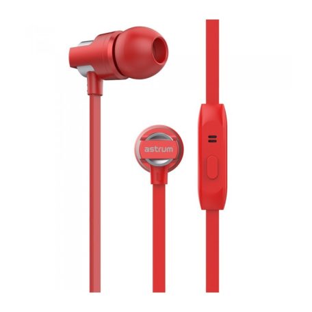 Astrum EB410 universal 3,5mm red, metal stereo headset with noise reduction microphone, premium sound