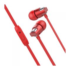   Astrum EB410 universal 3,5mm red, metal stereo headset with noise reduction microphone, premium sound
