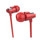 Astrum EB410 universal 3,5mm red, metal stereo headset with noise reduction microphone, premium sound