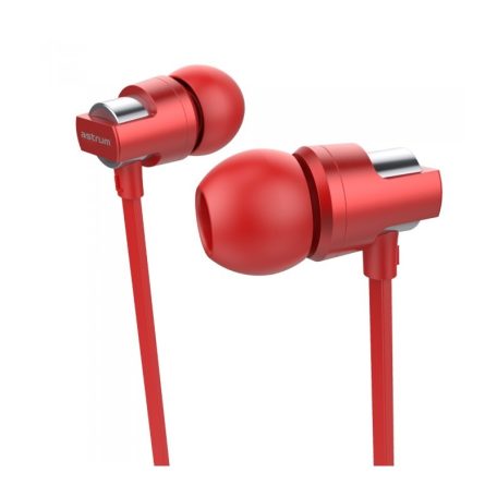 Astrum EB410 universal 3,5mm red, metal stereo headset with noise reduction microphone, premium sound