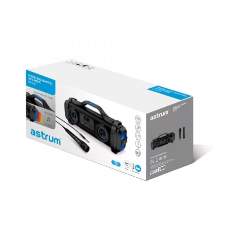 Astrum ST500 BoomBox hordozható karaoke bluetooth hangszóró FM rádióval, mikrofonnal, AUX, USB, 65W