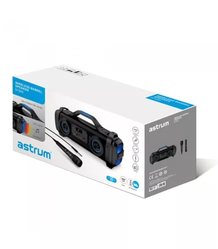 Astrum ST500 BoomBox hordozható karaoke bluetooth hangszóró FM rádióval, mikrofonnal, AUX, USB, 65W