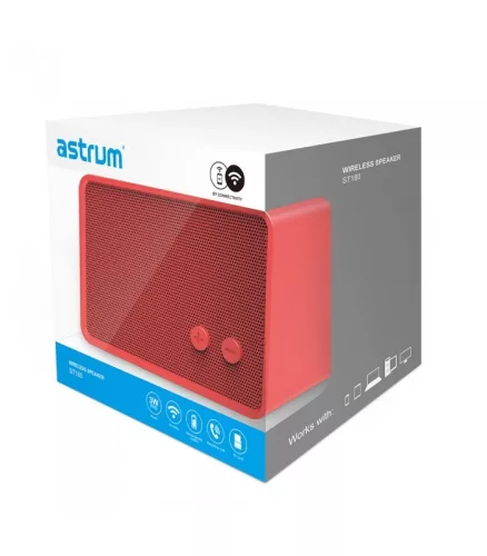 Astrum ST180 piros hordozható bluetooth hangszóró, mikrofon, FM rádió, micro SD olvasó, 3W