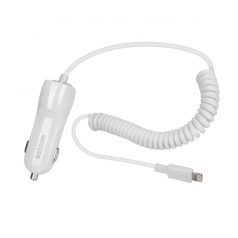   Astrum CC390 iPhone/iPad lightning 8 pin MFI engedélyes autós töltő spirál kábellel 2,4A fehér 12W