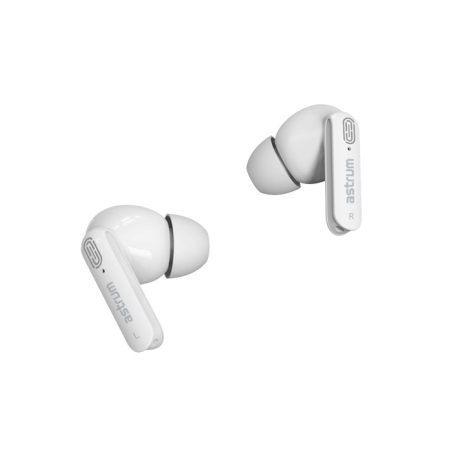 Astrum ET320 BT V5.1 sztereo TWS headset dual mikrofonnal, USB-C töltőtokkal, fehér