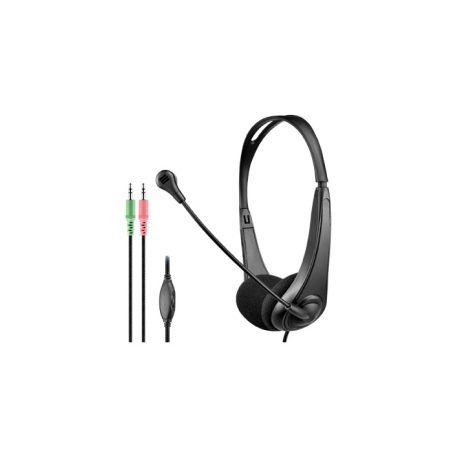 Astrum HS115 Call center vezetékes 3,5mm jack fejhallgató állítható mikrofonnal, fekete