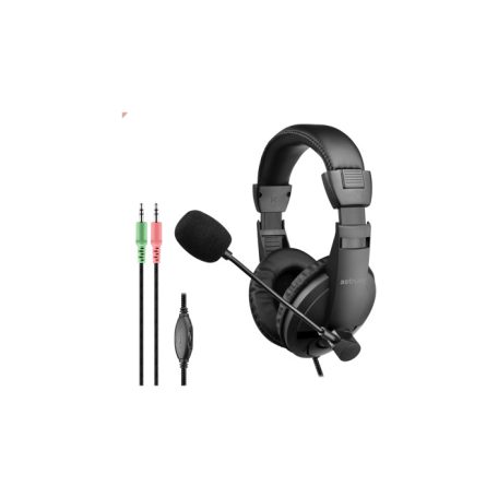 Astrum HS125 Call center vezetékes 3,5mm jack fejhallgató állítható zajszűrős mikrofonnal, fekete