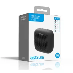   Astrum ST020 fekete hordozható bluetooth hangszóró, mikrofon, vízálló IPX5, 5W