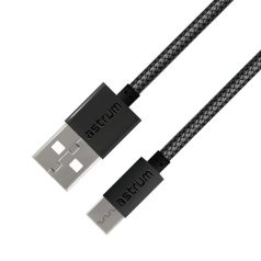   Astrum Verve UC30 USB - Type-C bliszteres erősített adatkábel 3.0A, 1.0M fekete