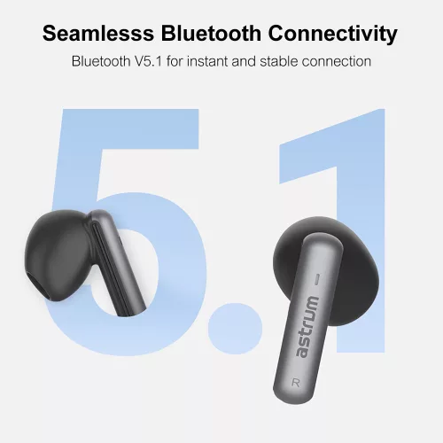 Astrum ET340 BT V5.1 sztereo TWS headset zajszűrős mikrofonnal, USB-C töltőtokkal, fekete