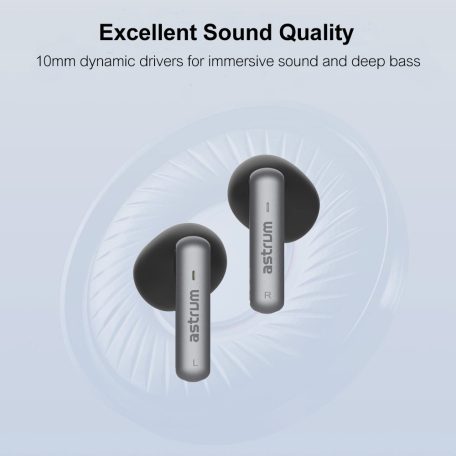 Astrum ET340 BT V5.1 sztereo TWS headset zajszűrős mikrofonnal, USB-C töltőtokkal, fekete