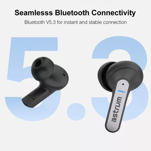Astrum ET360 BT V5.3 sztereo TWS headset zajszűrős dual mikrofonnal, USB-C töltőtokkal, fekete