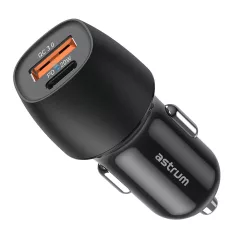   Astrum PRO GO PD20 autós szivar gyorstöltő 1X USB (18W), 1X Type-C (20W) csatlakozóval fekete