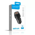 Astrum PRO GO PD20 autós szivar gyorstöltő 1X USB (18W), 1X Type-C (20W) csatlakozóval fekete