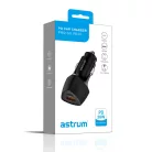 Astrum PRO GO PD40 autós szivar gyorstöltő 1X USB (18W), 1X Type-C (38W) csatlakozóval fekete