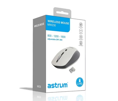Astrum MW230 2.4GHz vezeték nélküli 1600DPI optikai egér szürke