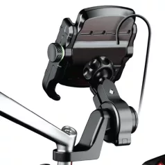   Astrum SH320 univerzális telefontartó biciklire/motorkerékpárra vezeték nélküli töltéssel 60 - 90 mm fekete