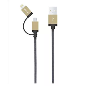   Astrum Apple USB - Lightning (8Pin) iPhone 1,2M fémhálós strapabíró adatkábel micro USB átalakítóval MFI engedéllyel arany