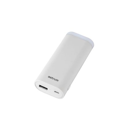 Astrum PB540 fehér Power Bank 5200MAH 1A, beépített nagyteljesítményű zseblámpával 5W