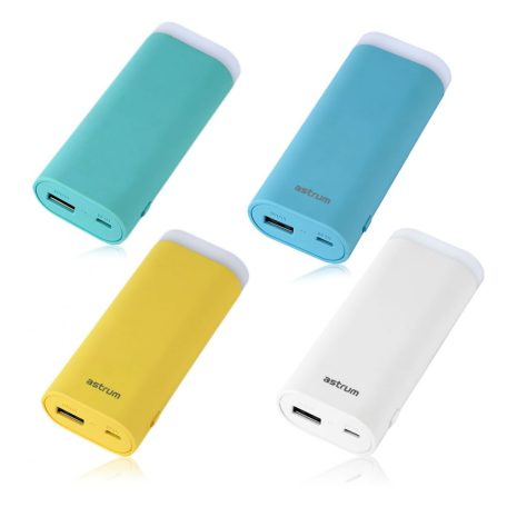 Astrum PB540 fehér Power Bank 5200MAH 1A, beépített nagyteljesítményű zseblámpával 5W