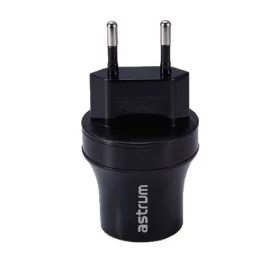   Astrum CH220 fekete hálózati töltő 2.1A 2xUSB micro USB adatkábellel A92522-B 10W