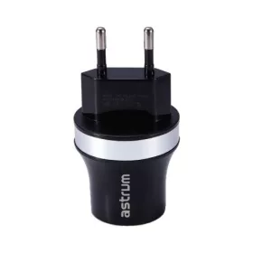  Astrum CH220 fekete - ezüst hálózati töltő 2.1A 2xUSB micro USB adatkábellel A92522-S 10W