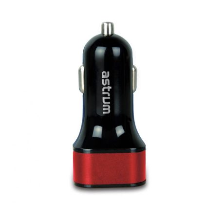 Astrum CC210 v2 red car charger 2.4A 2xUSB with microUSB data cable