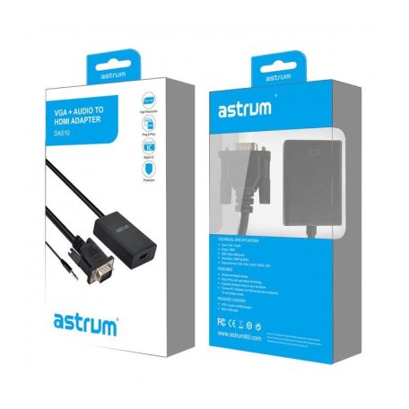 Astrum DA510 ACTIVE ADAPTER VGA + AUDIO - HDMI BLACK 