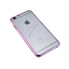   Astrum MC150 transparent mobile case with pink frame, Swarovski for Apple iPhone 6