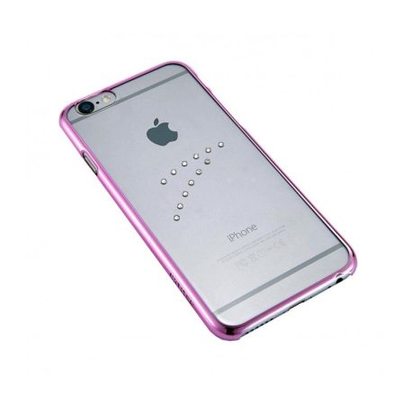 Astrum MC150 keretes átlátszó, középen Swarovski köves Apple iPhone 6/6S tok pink