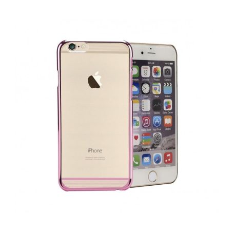 Astrum MC120 transparent mobile case with pink frame, top and bottom striped, for Apple iPhone 6
