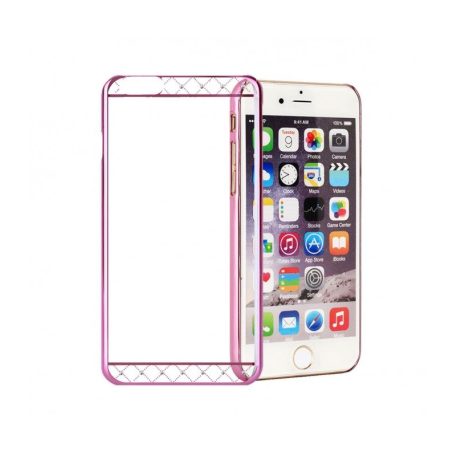 Astrum MC130 transparent mobile case with pink frame, top and bottom Swarovski, for Apple iPhone 6