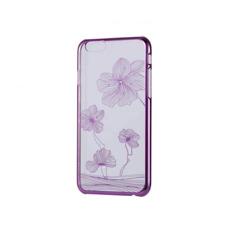 Astrum MC240 flower figured mobile case with pink frame, Swarovski for Apple iPhone 6 Plus