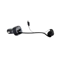   Astrum CC240 micro USB autós szivar töltő 1,5M spirál kábellel + USB csatlakozóval 2,4A fehér 12W