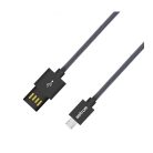 Astrum UD310 1M kétoldalas USB - micro USB strapabíró high speed adatkábel fekete A53031-T