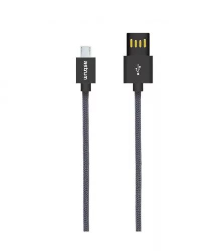 Astrum UD310 1M kétoldalas USB - micro USB strapabíró high speed adatkábel fekete A53031-T