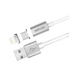   Astrum UM350 1M 2in1 mágneses USB - micro USB &  Lightning (8Pin) adatkábel szürke A35535-Q
