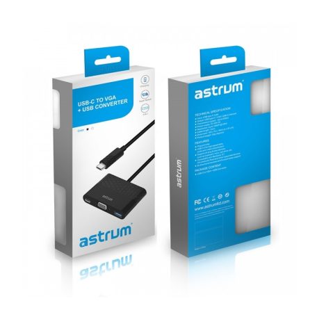 Astrum DA610 TYPE-C TO VGA, TYPE-C, TYPE-A USB ADAPTER Silver