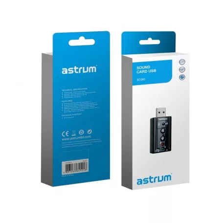 Astrum SC080 USB 2.0 külső sztereo 3D hangkártya 7.1 csatornás