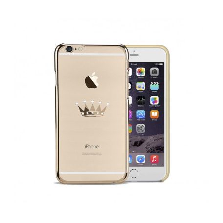 Astrum MC300 keretes korona mintás, Swarovski köves Apple iPhone 6/6S hátlapvédő arany
