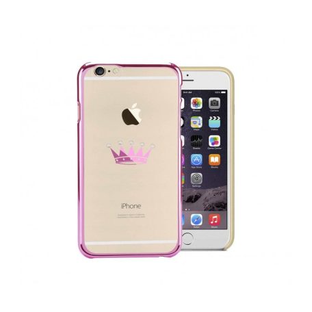 Astrum MC300 keretes korona mintás, Swarovski köves Apple iPhone 6/6S hátlapvédő pink