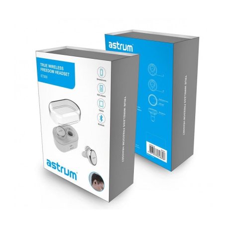 Astrum ET300 universal white bluetooth 4.1 MINI stereo headset with microphone, docking charger, A10530-Q