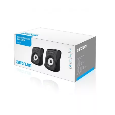 Astrum ST110 fekete 2.0 csatornás bluetooth V2.1/3,5MM jack + EDR sztereó hangszóró 2 X 3W USB-s áramellátással
