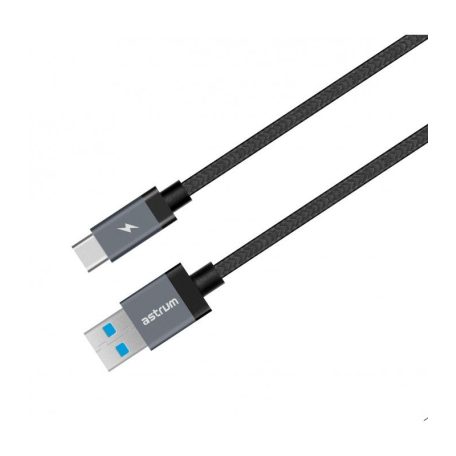 Astrum UT620 USB - Type-C  3.0A 3.1 strapabíró erősített adatkábel fekete A53062-B