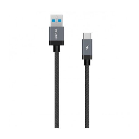 Astrum UT620 USB - Type-C  3.0A 3.1 strapabíró erősített adatkábel fekete A53062-B