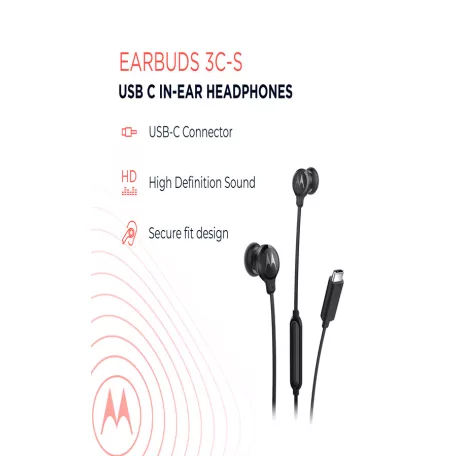 Motorola Earbugs 3C-S USB Type-C vezetékes headset mikrofonnal | Fekete
