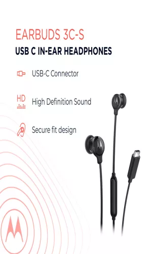 Motorola Earbugs 3C-S USB Type-C vezetékes headset mikrofonnal | Fekete