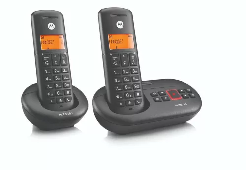 Motorola E212 vezeték nélküli telefonállomás két telefonnal és dokkolóval